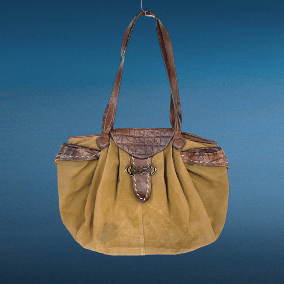 Vintage Melusine x Neiman Marcus Extra Large Canvas Western Tote Bag Purse READ - Picture 1 of 11
